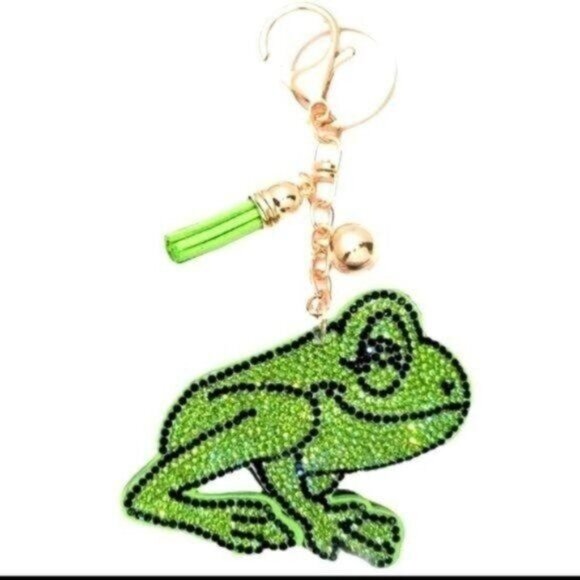 Accessories - FROG- Rhinestone Puffy Purse Charm/KEYRING-NEW